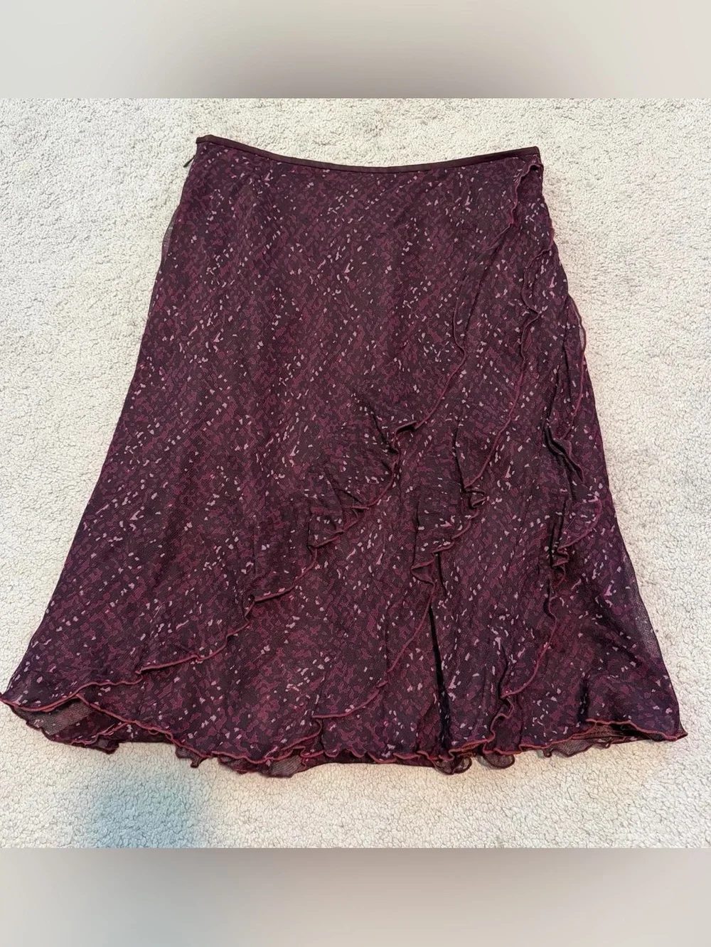 Ann Taylor dark purple patterned knee length skirt